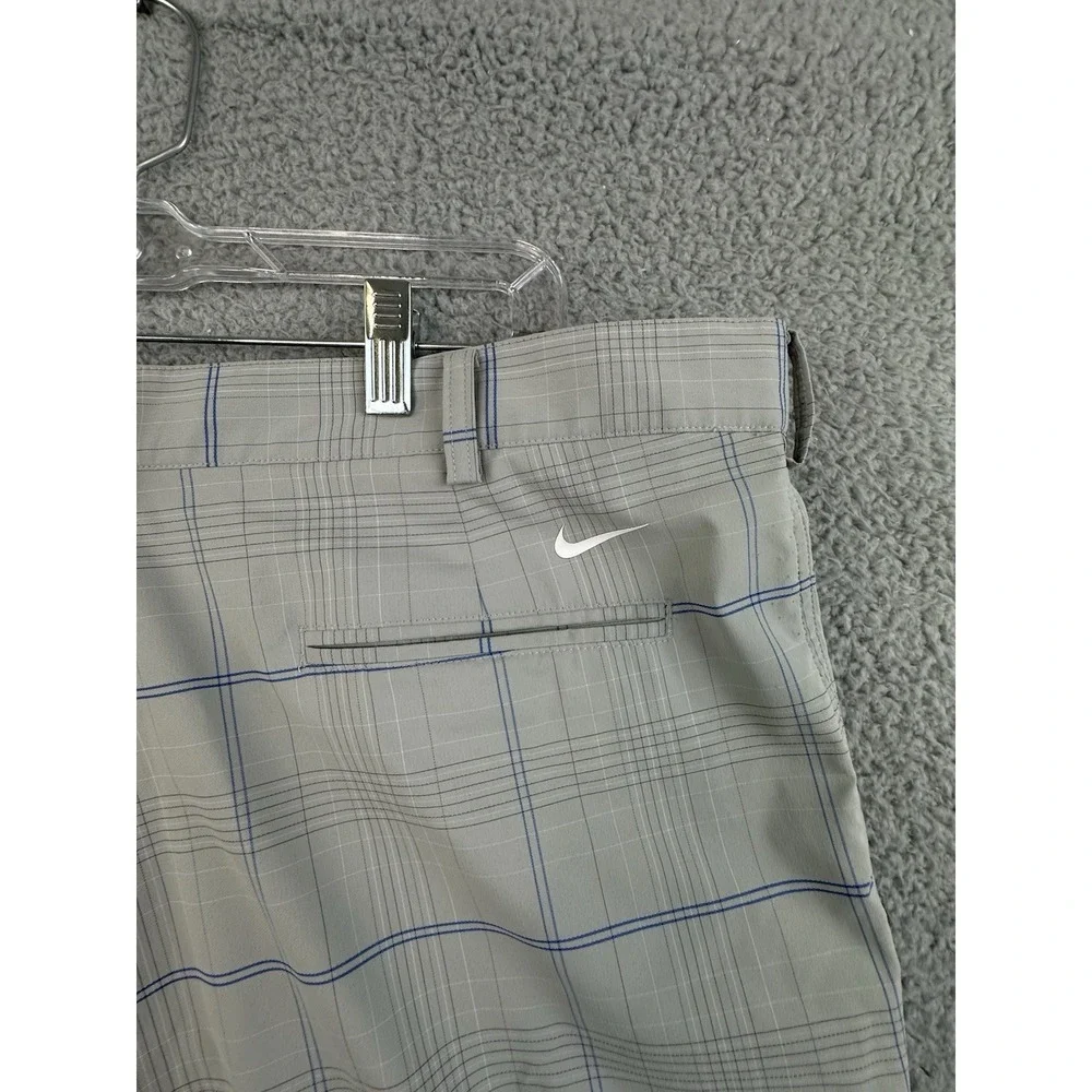 Nike Golf Shorts Mens 40 Gray Blue Plaid Chinos Stretch Performance 12